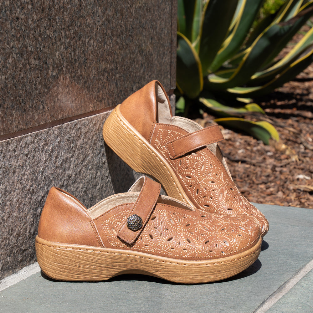 Alegria Opheliah Worn Cognac Breeze Shoe