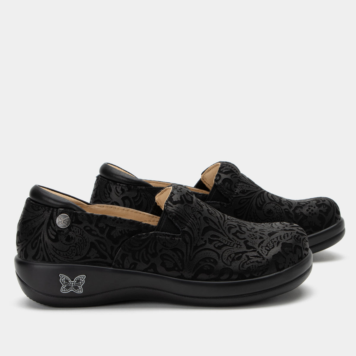 Alegria Keli Black Embossed Paisley Shoe
