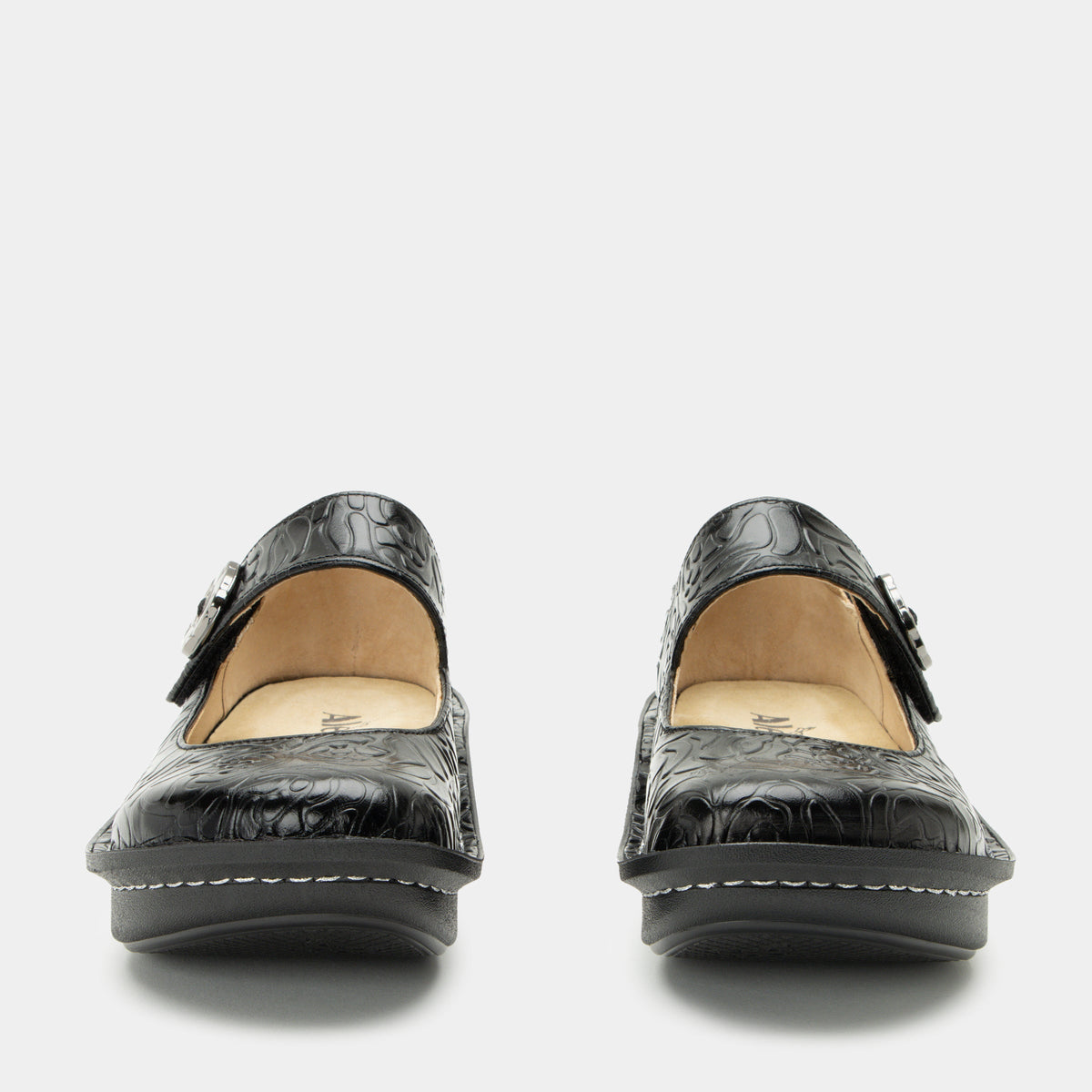 Alegria Paloma Black Embossed Rose Mary Jane
