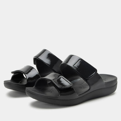 black gloss sandal,36