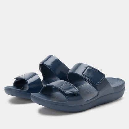 navy gloss sandal,36