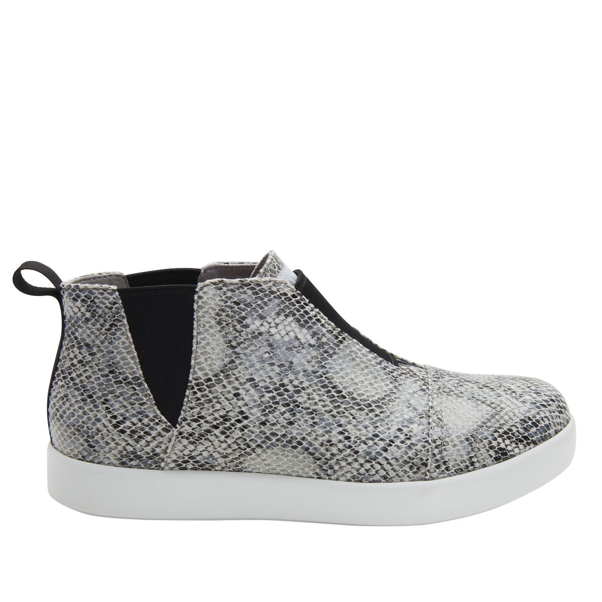 Alegria Parker Grey Snake Bootie