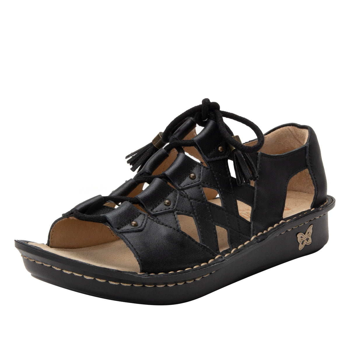 black burnish sandal,36